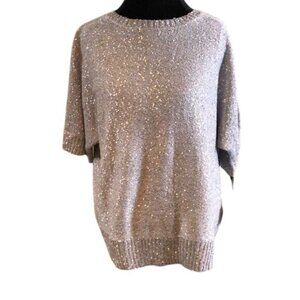 NWT Emaline Sequined Sweater Women’s Plus Size 1X Gray Silver Crew Neck